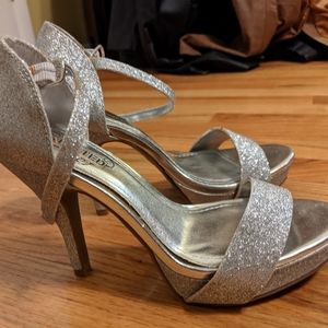 Size 6.5- Silver Sparkly Heels by "Unlisted"